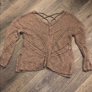 American threads off the shoulder sweater